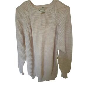 LL Bean Sweater Mens XL Tall Cream Vintage Fisherman Long Sleeve Chunky Knit USA
